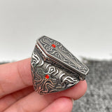 Gothic Coffin Skull Stainless Steel Ring for Men Bikers and Motorcycle Riders - High Quality