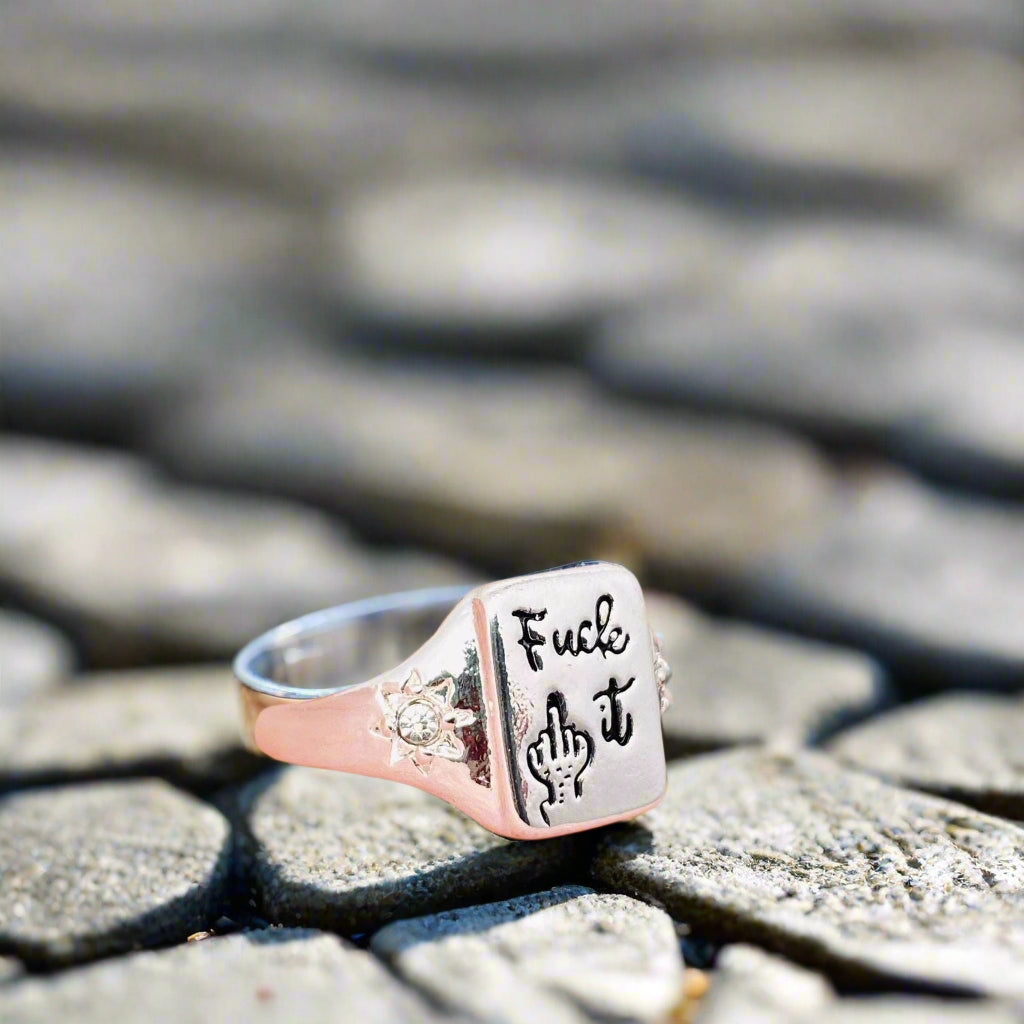 silver fuck it ring