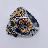 Bold Retro Skull Biker Ring - Gold & Silver Stainless Steel