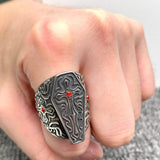 Gothic Coffin Skull Stainless Steel Ring for Men Bikers and Motorcycle Riders - High Quality