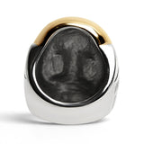 Men's Bold Stainless Steel and 18K Gold Coated Skull Ring - Biker Ring - Men's Gifts