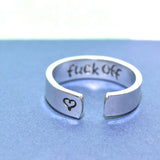 Bold Hidden Swear Ring - Adjustable Aluminum Statement Jewelry