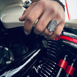 Gothic Coffin Skull Stainless Steel Ring for Men Bikers and Motorcycle Riders - High Quality