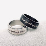 "Keep Going" Motivational Rotatable Stainless Steel Ring