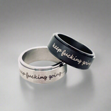 "Keep Going" Motivational Rotatable Stainless Steel Ring