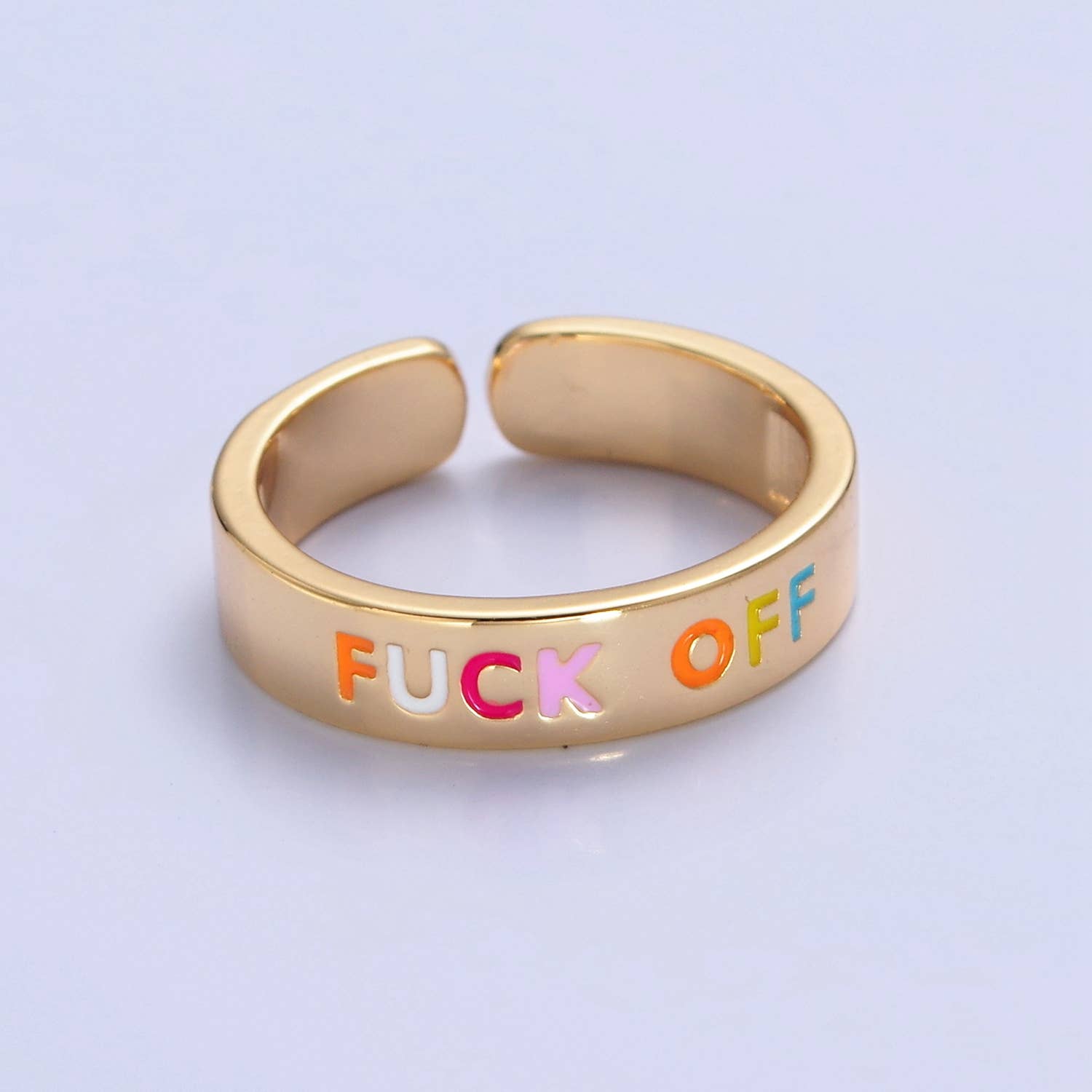 Fuck You Fuck Off Statement Rings - Colorful Inappropriate Jewelry for Her - Gold Silver Cuss Word Ring