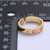 Fuck You Fuck Off Statement Rings - Colorful Inappropriate Jewelry for Her - Gold Silver Cuss Word Ring