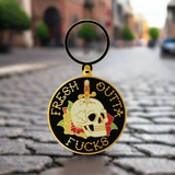 Fresh Outta Fucks Skull Keychain – Edgy Tattoo Design