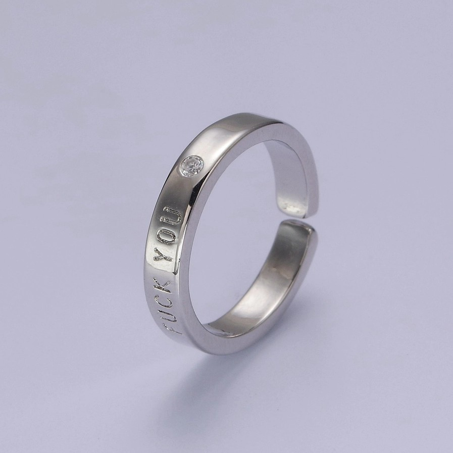 Fuck You Fuck Off Statement Rings - Colorful Inappropriate Jewelry for Her - Gold Silver Cuss Word Ring