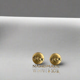 Edgy Brass Stud Earrings - Stamped 'Fuck' Design