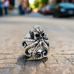 mens octopus kraken ring motorcycle biker moto enthusiast punk rocker vintage style rockabilly large durable heavy duty mens ring high quality gift for him for dad for bother for boyfriend for husband unique ring mens jewelry style for men band statement ring for men manly masculine ring jewelry for him fashion jewelry for men chunky rings for men sterling silver stainless steel titanium ring davy jones pirate ring johnny depp skull viking celtic barbarian style club style harley davidson hd