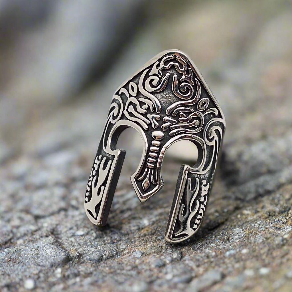 mens biker motorcycle rider ring club style viking mask ring heavy duty durable quality stainless steel mens gift mens ring dad gift motorcycle men gift wedding gift band mens ring celtic warrior mast mayan rune mask ring band heavy metal gothic norseman ring germanic english irish scottish adventure ring rocker rockabilly unique druid biker gifts for dad brother father friend boyfriend husband motorcycle ethusiast big rings manly masculine ring rune mask ring