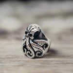 mens octopus kraken ring motorcycle biker moto enthusiast punk rocker vintage style rockabilly large durable heavy duty mens ring high quality gift for him for dad for bother for boyfriend for husband unique ring mens jewelry style for men band statement ring for men manly masculine ring jewelry for him fashion jewelry for men chunky rings for men sterling silver stainless steel titanium ring davy jones pirate ring johnny depp skull viking celtic barbarian style club style