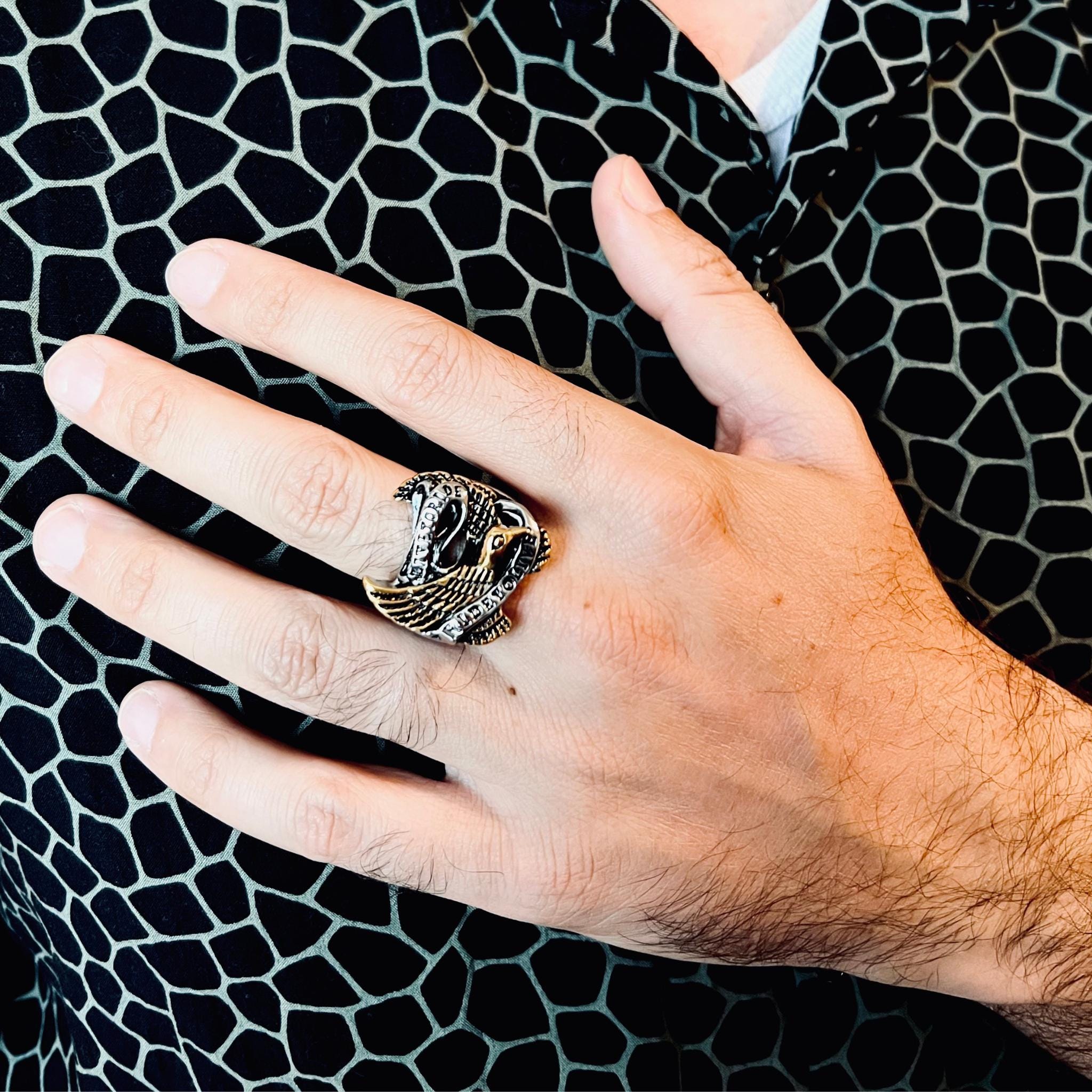 mens biker harley davidson indian HD ring motorcycle rider live to ride ride to live ring gold silver eagle americana american pride biker lifestyle motorcycle rider club style vintage rocker rockabilly mens ring for dad for brother for husband for boyfriend for guy man masculine jewelry ring fashion rings for men ring band for men chunky mens ring large high quality heavy metal heavy ring sterling silver titanium ring johnny depp metallica