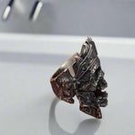 blackened stainless steel skull ring celtic gothic bold biker jewelry mens statement ring viking style mens rings gift unleash rebellious spirit rugged biker-inspired piece perfect for making a statement durable titanium steel 316L stainless steel edgy style long-lasting quality ideal for adventure-seekers bikers embracing individuality adventure and manly defiance touch of attitude standout accessory