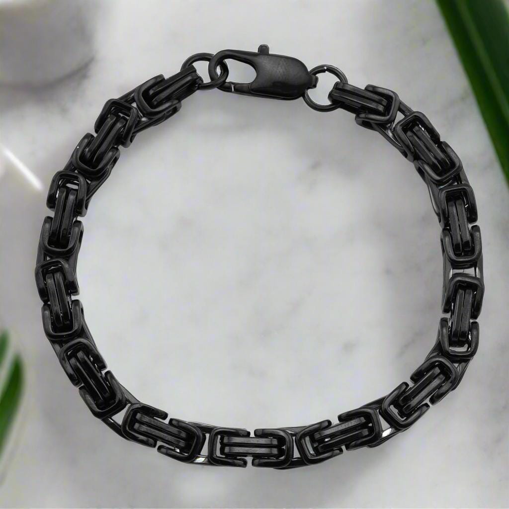 black mens bracelet byzantine vintage viking masculine high quality heavy duty mens jewelry mens fashion black bracelet cuff links rockabilly celtic scottish barbarian style rock metal heavy metal punk goth gothic jewelry thick metal chunky motorcycle harley davidson HD biker club style motorcycle club indian bagger motorcycle cool gift for dad brother boyfriend husband masculine manly modern warrior military bad ass