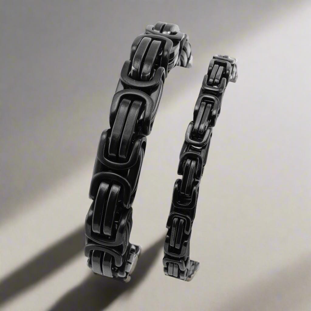 black mens bracelet byzantine vintage viking masculine high quality heavy duty mens jewelry mens fashion black bracelet cuff links rockabilly celtic scottish barbarian style rock metal heavy metal punk goth gothic jewelry thick metal chunky motorcycle harley davidson HD biker club style motorcycle club indian bagger motorcycle cool gift for dad brother boyfriend husband masculine manly modern warrior military bad ass