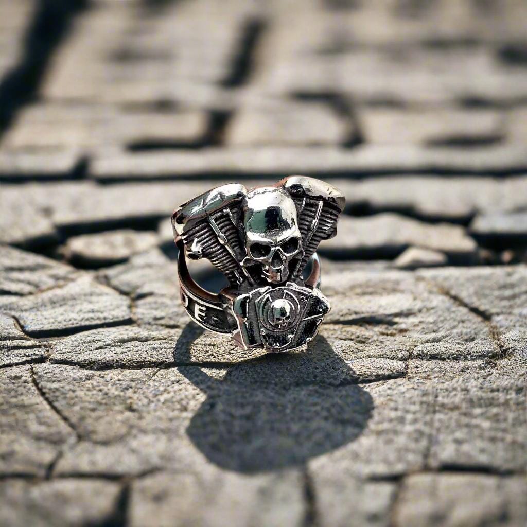 Mens Biker Rings HD MC Biker Motorcycle Mens Rings Gifts for Him Punk Alternative Motorcycle Rings for Men Jewelry Fast Free Shipping mens fashion rings rings for him gifts for biker rocker high quality biker ring variety motorcycle style biker moto motobike mc club hells angels mens bands rings for him sterling silver titanium thick bands large size rings gold dark silver black silver harley davidson motor company hd harley biker skull warrior chunky ring V-twin M8 gear head motorhead mechanic