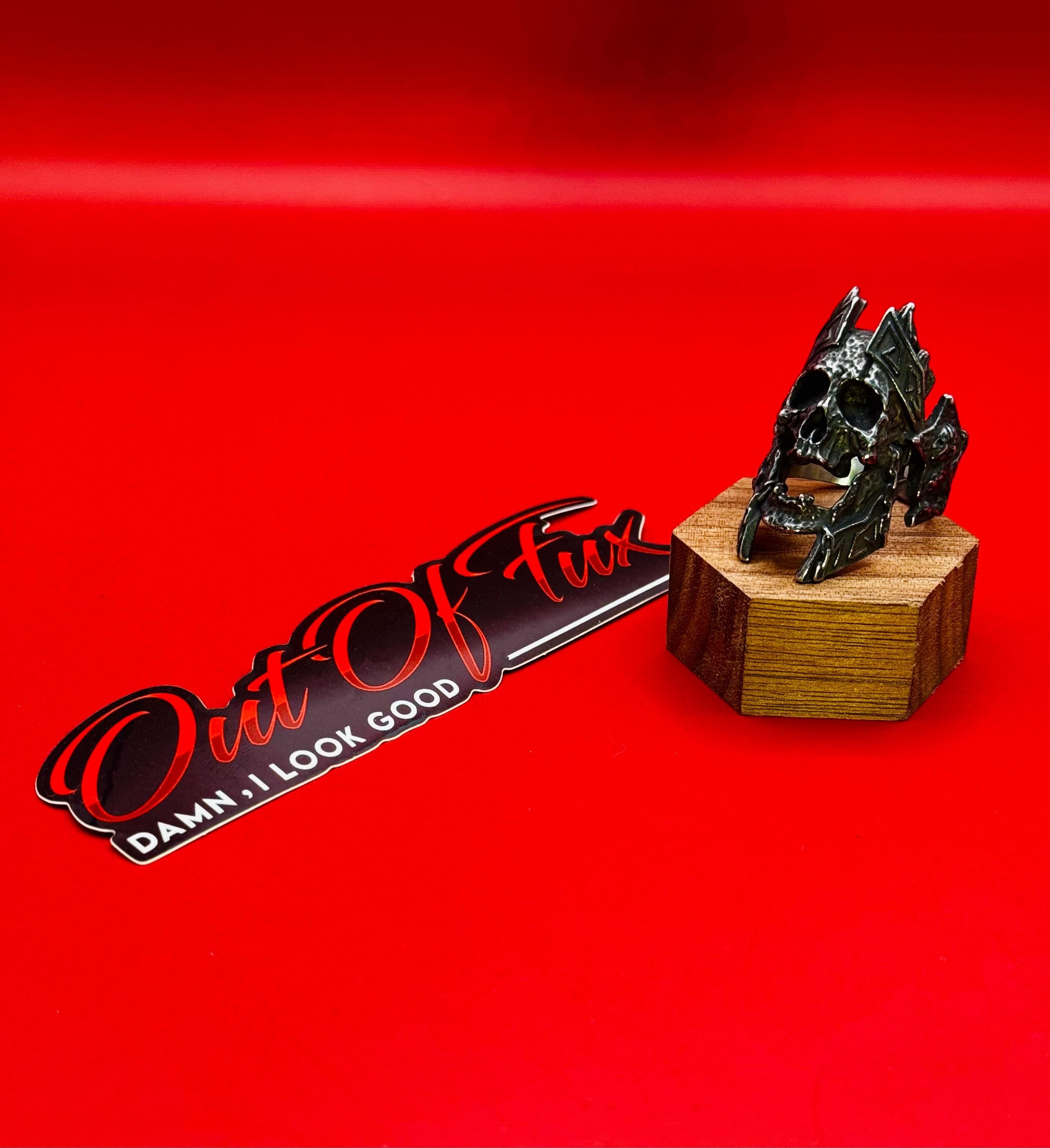 Blackened Stainless Steel Skull Ring - Celtic Gothic Biker Jewelry for Men, Viking Style Statement Ring, Great Gift