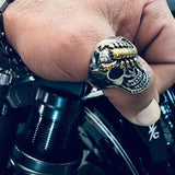 Biker Titanium Ring Gothic Statement Piece Skull Design Collection Premium Stainless Steel Construction Scorpion Detail Accent Motorcycle Style Jewelry Male Fashion Essential Modern Punk Aesthetic Bold Metal Band Perfect Gift Choice Unique