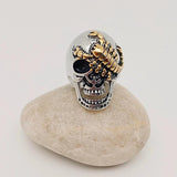 Metal Statement Ring Titanium Steel Construction Gothic Collection Premium Skull Design Biker Style Essential Scorpion Detail Accent Motorcycle Fashion Piece Male Jewelry Choice Modern Punk Aesthetic Perfect Present Unique Gift