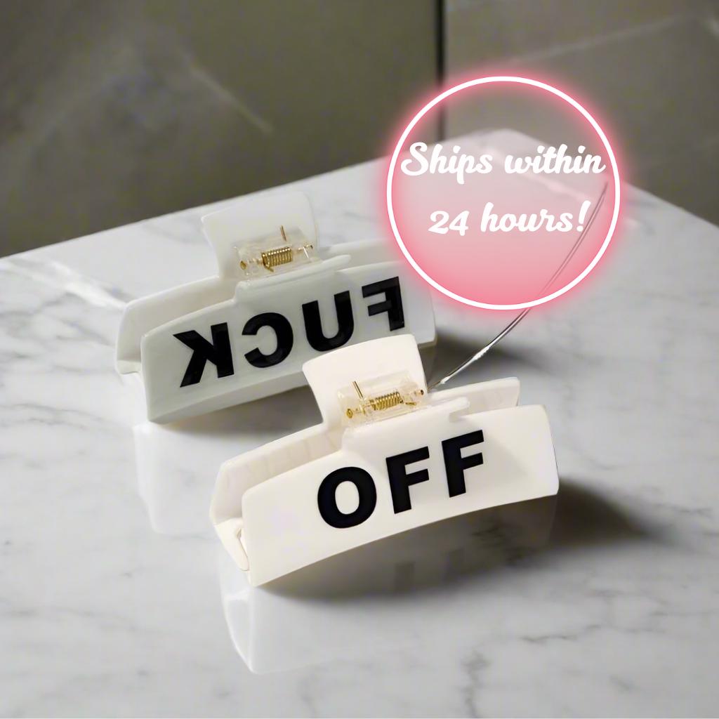 womens hair clip fuck off bold edgy hair accessories funny bachelorette gifts rebellious hair pieces gifts for her free fast shipping bold statement hair clip fuck off hair accessory edgy fashion accessories funny hair clip bachelorette party accessory rebellious fashion statement unique hair gift for women