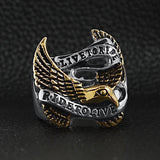 mens biker harley davidson indian HD ring motorcycle rider live to ride ride to live ring gold silver eagle americana american pride biker lifestyle motorcycle rider club style vintage rocker rockabilly mens ring for dad for brother for husband for boyfriend for guy man masculine jewelry ring fashion rings for men ring band for men chunky mens ring large high quality heavy metal heavy ring sterling silver titanium ring johnny depp metallica