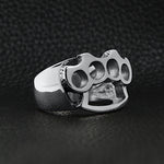 Mens Biker Ring Stainless Steel Brass Knuckle Ring - Bold Statement - Perfect for Biker Motorcycle Punk Metal