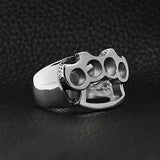 Mens Biker Ring Stainless Steel Brass Knuckle Ring - Bold Statement - Perfect for Biker Motorcycle Punk Metal