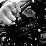 Mens Biker Ring - Bandana Skull Harley Ring for Him - Rockabilly Chopper Style for Him - Club Style Ring for Men