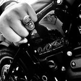 Mens Biker Ring - Bandana Skull Harley Ring for Him - Rockabilly Chopper Style for Him - Club Style Ring for Men