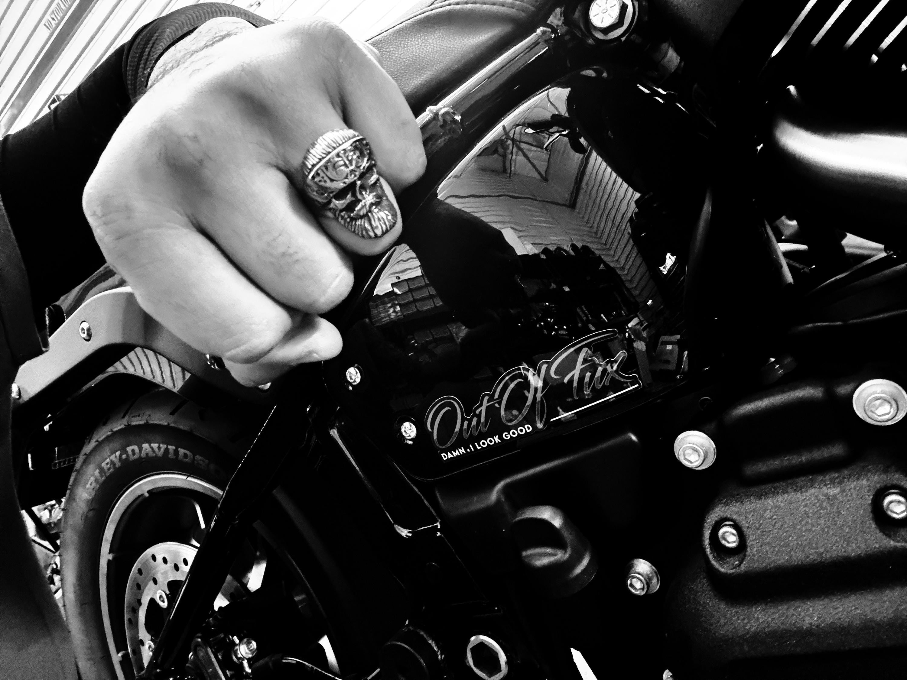 Mens Biker Ring - Bandana Skull Harley Ring for Him - Rockabilly Chopper Style for Him - Club Style Ring for Men