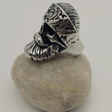 Mens Biker Ring - Bandana Skull Harley Ring for Him - Rockabilly Chopper Style for Him - Club Style Ring for Men