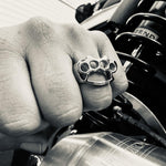 Mens Biker Ring Stainless Steel Brass Knuckle Ring - Bold Statement - Perfect for Biker Motorcycle Punk Metal