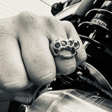 Mens Biker Ring Stainless Steel Brass Knuckle Ring - Bold Statement - Perfect for Biker Motorcycle Punk Metal