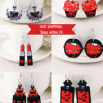 Gothic Skull Jewelry Black Dangle Vampire Design Metal Hook Alternative Accessory for Goth Baker Gift for Halloween Horror Fan Dark Jewelry