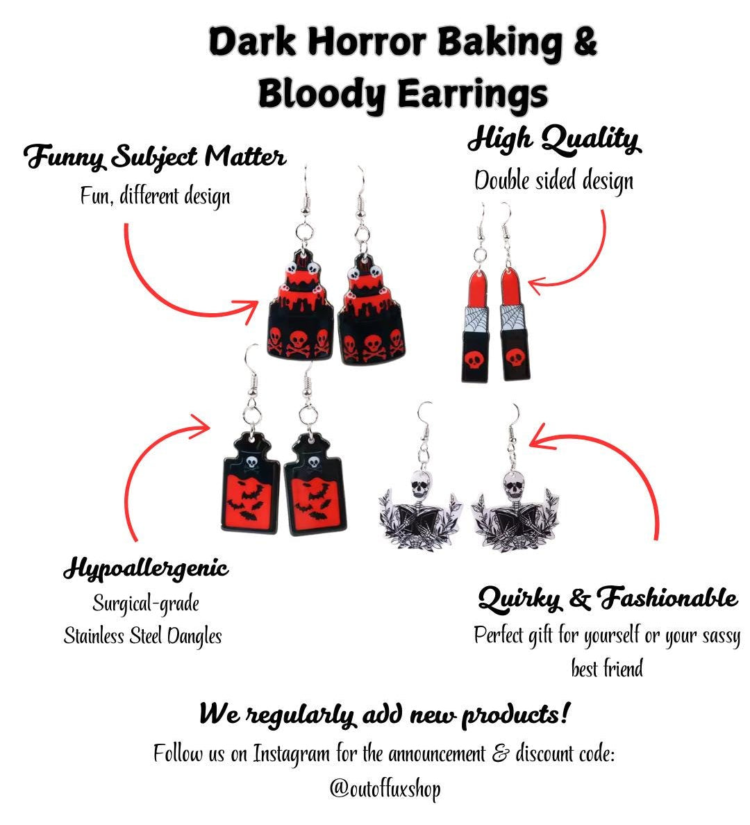 gothic skull jewelry, jewelry black dangle, dangle vampire design, design metal hook, hook alternative accessory, accessory for goth, goth baker gift, gift for halloween, halloween horror fan, fan dark jewelry, jewelry punk style, style metal hook, hook gothic design, design alternative piece, piece for biker, dark vampire accessory, accessory gothic style, style dangle jewelry, jewelry for baker, baker halloween gift, gift alternative design