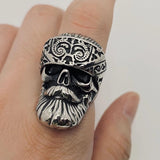 Mens Biker Ring - Bandana Skull Harley Ring for Him - Rockabilly Chopper Style for Him - Club Style Ring for Men