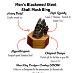 Blackened Stainless Steel Skull Ring - Celtic Gothic Biker Jewelry for Men, Viking Style Statement Ring, Great Gift