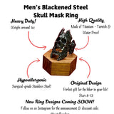 Blackened Stainless Steel Skull Ring - Celtic Gothic Biker Jewelry for Men, Viking Style Statement Ring, Great Gift