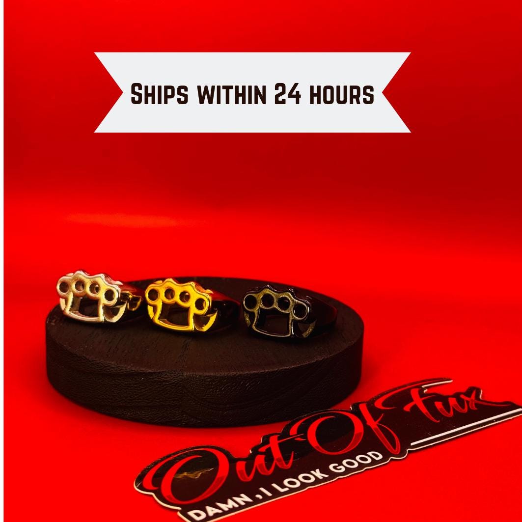 Mens Biker Ring Stainless Steel Brass Knuckle Ring - Bold Statement - Perfect for Biker Motorcycle Punk Metal