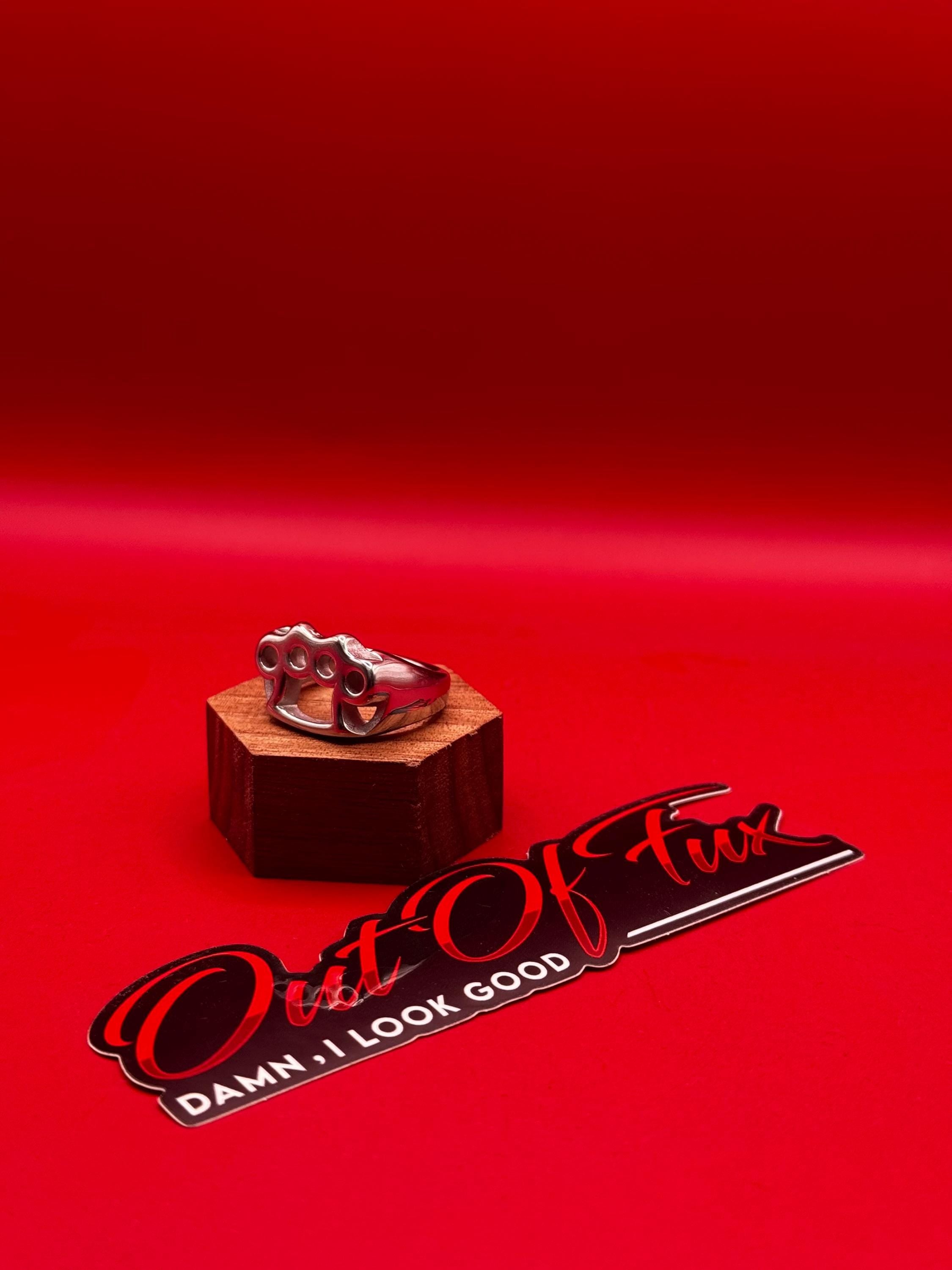 Mens Biker Ring Stainless Steel Brass Knuckle Ring - Bold Statement - Perfect for Biker Motorcycle Punk Metal