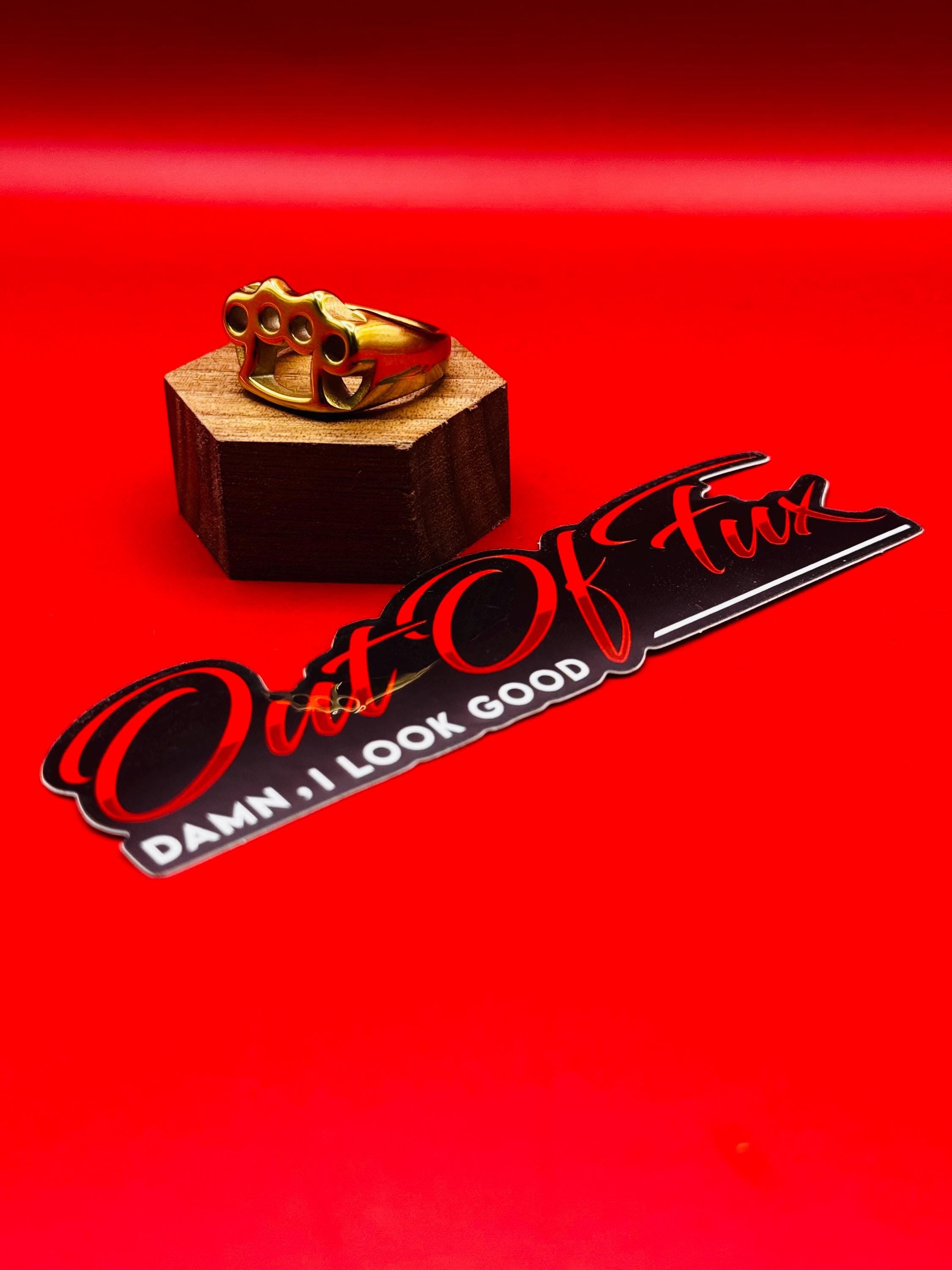 Mens Biker Ring Stainless Steel Brass Knuckle Ring - Bold Statement - Perfect for Biker Motorcycle Punk Metal