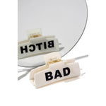 Bold Fuck Off Bad Bitch Hair Clip - Edgy & Fearless Statement Accessory in Black or White - Bachelorette Gift