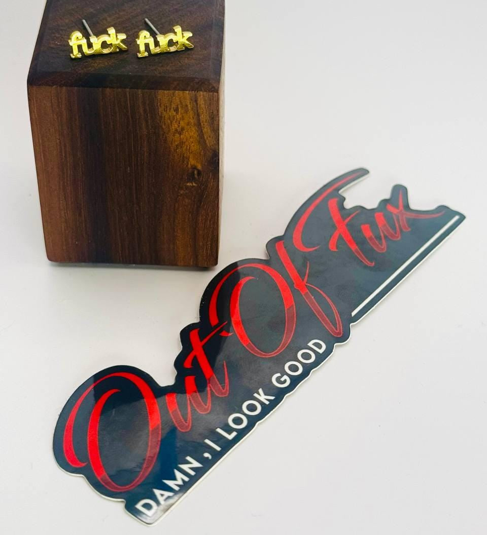 fuck script earrings in gold and silver high quality stainless steel stud earring in minimalist style