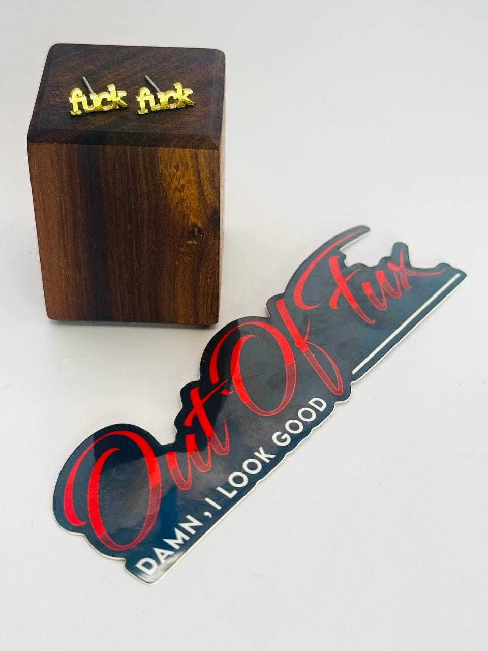 fuck script earrings in gold and silver high quality stainless steel stud earring in minimalist style