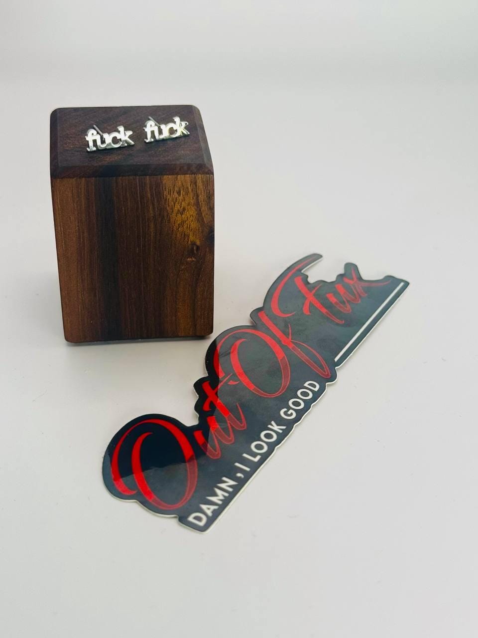 fuck script earrings in gold and silver high quality stainless steel stud earring in minimalist style