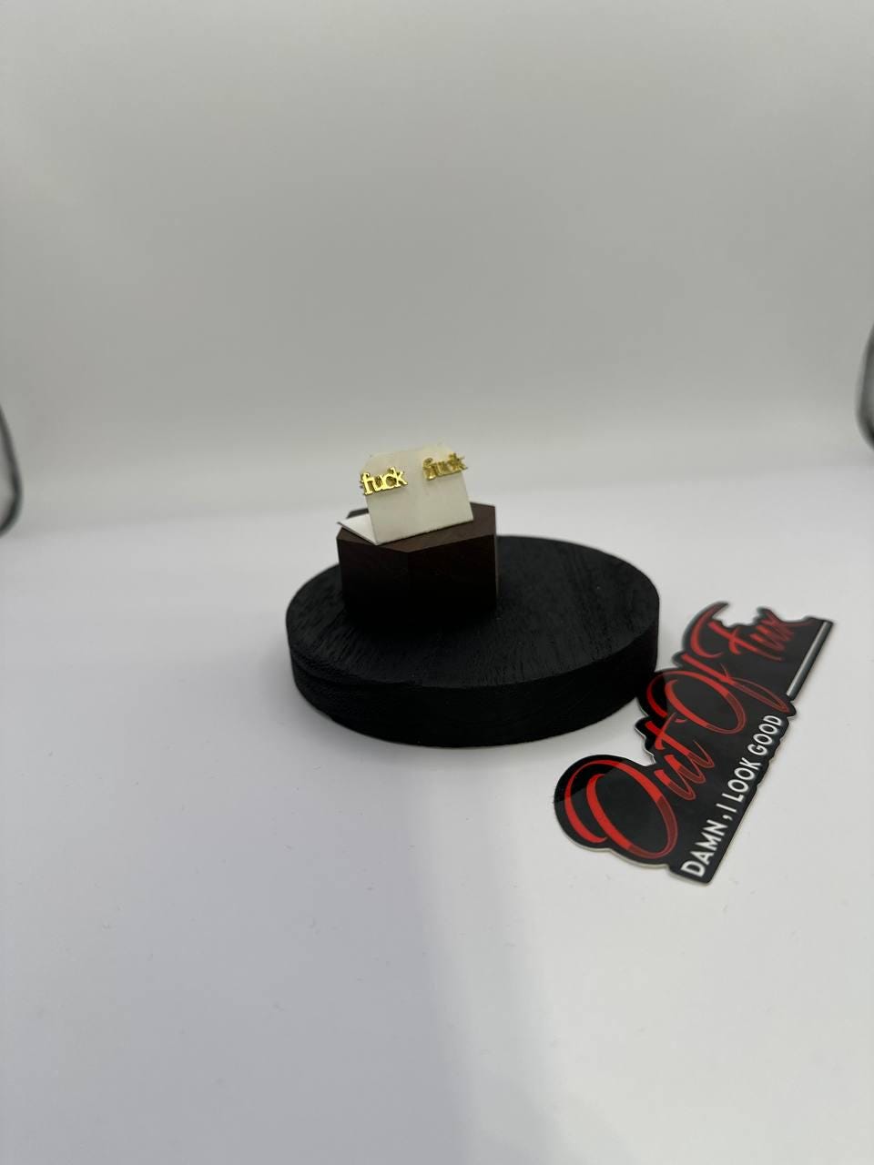 fuck script earrings in gold and silver high quality stainless steel stud earring in minimalist style