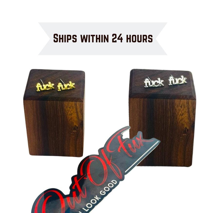 fuck script earrings in gold and silver high quality stainless steel stud earring in minimalist style