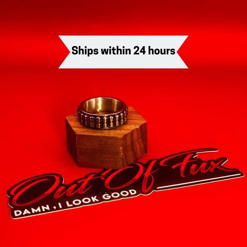 Titanium Chain Link Biker Ring for Men – Durable Tarnish-Free Harley Davidson Style Guys Rings, Dads Gift